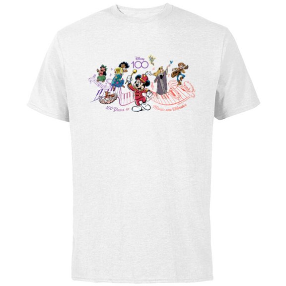 Disney 100 Years of Music and Wonder Piano Full Color D100 - Short Sleeve Cotton T-Shirt for Adults - Customized-White