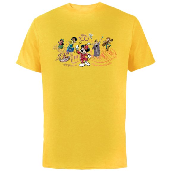 Disney 100 Years of Music and Wonder Piano Full Color D100 - Short Sleeve Cotton T-Shirt for Adults - Customized-Yellow