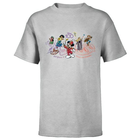 Disney 100 Years of Music and Wonder Piano Full Color D100 - Short Sleeve T-Shirt for Kids - Customized-Athletic Heather