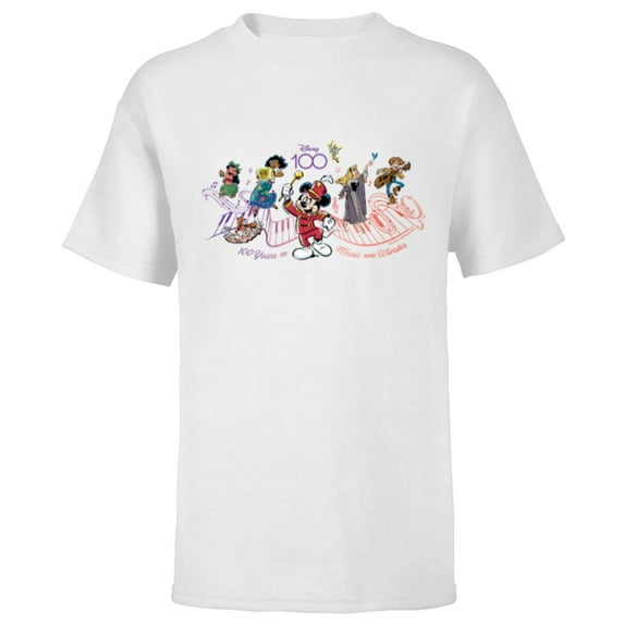 Disney 100 Years of Music and Wonder Piano Full Color D100 - Short Sleeve T-Shirt for Kids - Customized-White