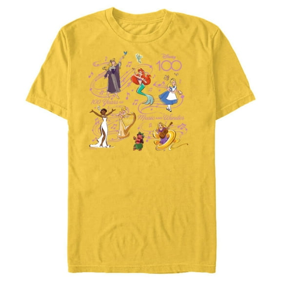 Disney 100 Years of Music and Wonder Princess Songs D100 - Short Sleeve Blended T-Shirt for Adults - Customized-Yellow
