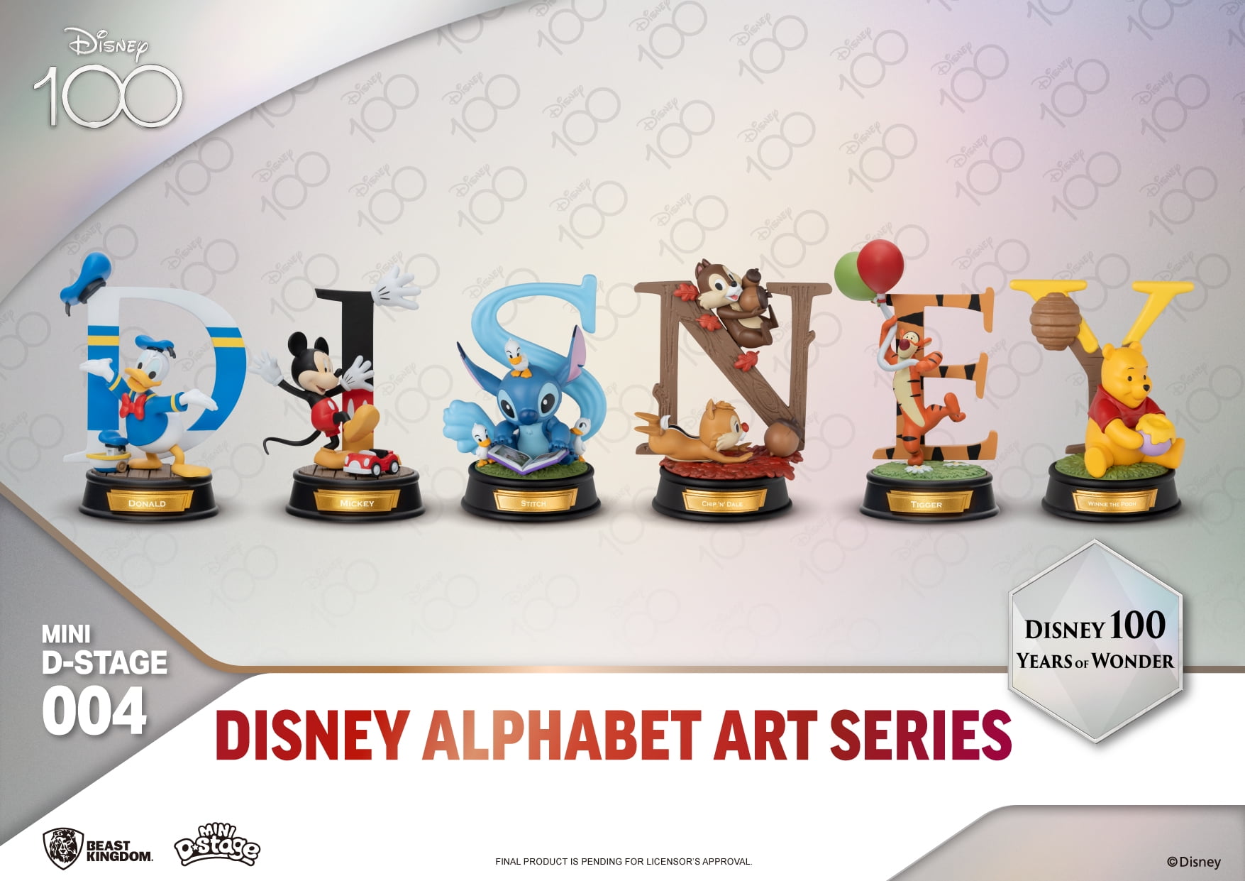 Disney 100 Years of Wonder-Disney Alphabet Art Series-Blind Box Set(6 PCS) (Mini Diorama Stage)
