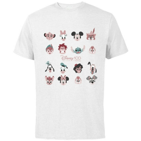 Disney 100 Years of Wonder Famous Faces Muted Cute D100 - Short Sleeve Cotton T-Shirt for Adults - Customized-White