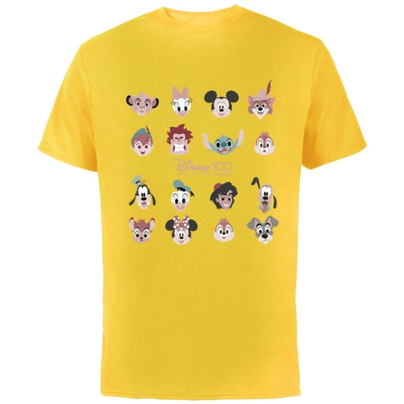 Disney 100 Years of Wonder Famous Faces Muted Cute D100 - Short Sleeve Cotton T-Shirt for Adults - Customized-Yellow