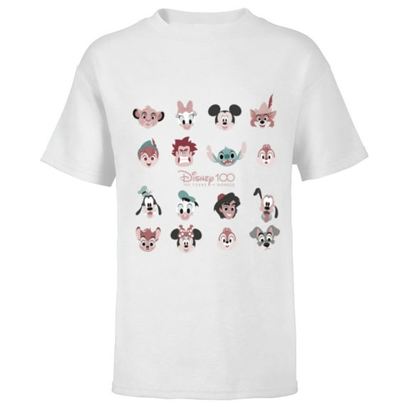 Disney 100 Years of Wonder Famous Faces Muted Cute D100 - Short Sleeve T-Shirt for Kids - Customized-White