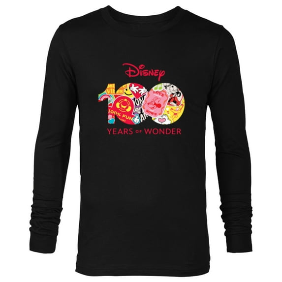 Disney 100 Years of Wonder Logo Happy Faces Stickers D100 - Long Sleeve T-Shirt for Men - Customized-Black
