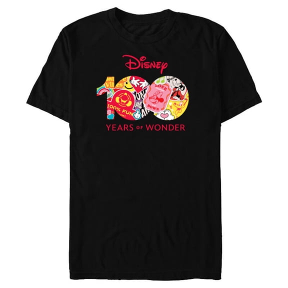 Disney 100 Years of Wonder Logo Happy Faces Stickers D100 - Short Sleeve Blended T-Shirt for Adults - Customized-Black
