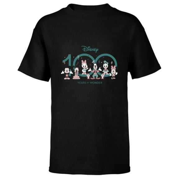 Disney 100 Years of Wonder Mickey & Pals Muted Cute D100 - Short Sleeve T-Shirt for Kids - Customized-Black