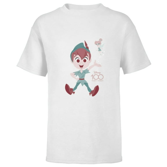 Disney 100 Years of Wonder Peter Pan Tinker Bell Muted D100 - Short Sleeve T-Shirt for Kids - Customized-White