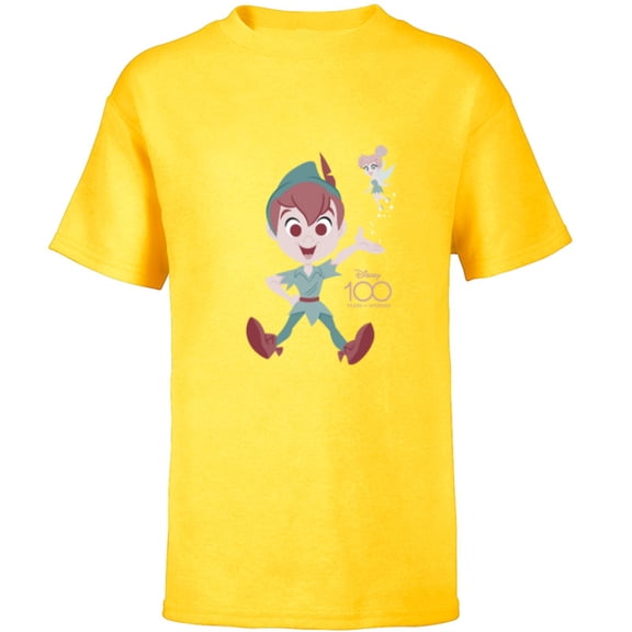 Disney 100 Years of Wonder Peter Pan Tinker Bell Muted D100 - Short Sleeve T-Shirt for Kids - Customized-Yellow