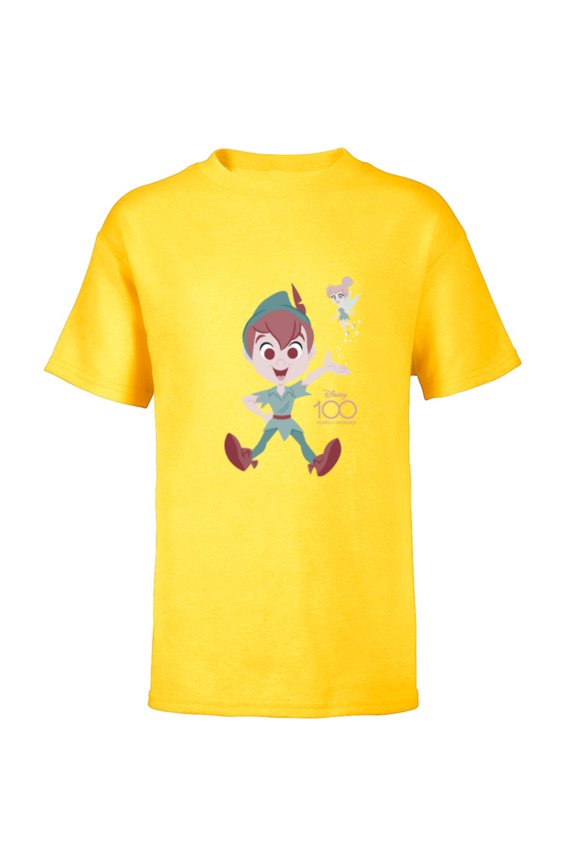 Disney 100 Years of Wonder Peter Pan Tinker Bell Muted D100 - Short Sleeve T-Shirt for Kids - Customized-Yellow