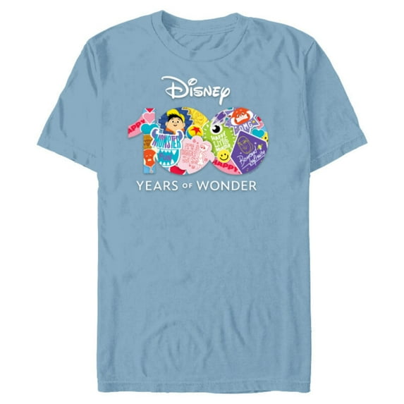Disney 100 Years of Wonder Pixar Happy Faces Stickers D100 - Short Sleeve Blended T-Shirt for Adults - Customized-Ocean Blue