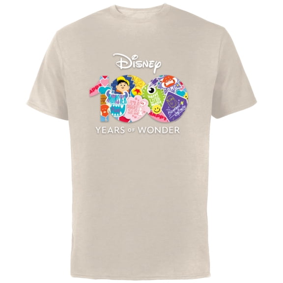 Disney 100 Years of Wonder Pixar Happy Faces Stickers D100 - Short Sleeve Cotton T-Shirt for Adults - Customized-Natural