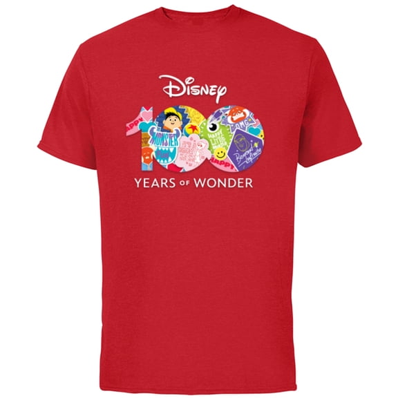 Disney 100 Years of Wonder Pixar Happy Faces Stickers D100 - Short Sleeve Cotton T-Shirt for Adults - Customized-Red
