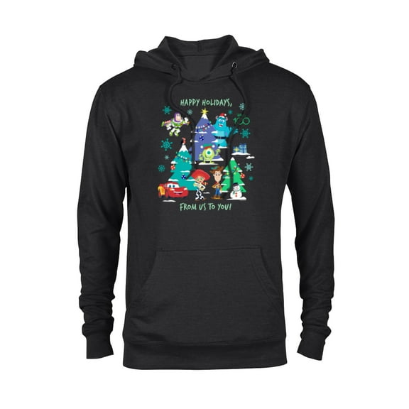 Disney 100 and Pixar Christmas Happy Holidays from Us to You - Pullover Hoodie for Adults - Customized-Black