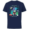 thumbnail image 1 of Disney 100 and Pixar Christmas Happy Holidays from Us to You - Short Sleeve Cotton T-Shirt for Adults - Customized-Navy, 1 of 5