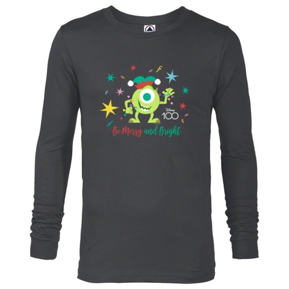 Disney 100 and Pixar Monsters, Inc. Merry & Bright Christmas - Long Sleeve T-Shirt for Men - Customized-Charcoal Heather