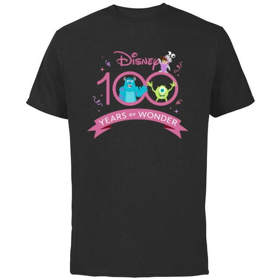 Disney 100 and Pixar’s Monsters Inc 100 Years of Wonder D100 - Short Sleeve Cotton T-Shirt for Adults - Customized-Black