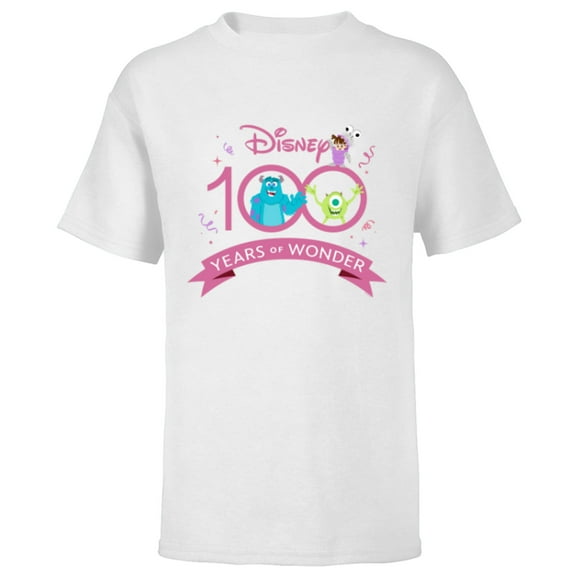 Disney 100 and Pixar’s Monsters Inc 100 Years of Wonder D100 - Short Sleeve T-Shirt for Kids - Customized-White