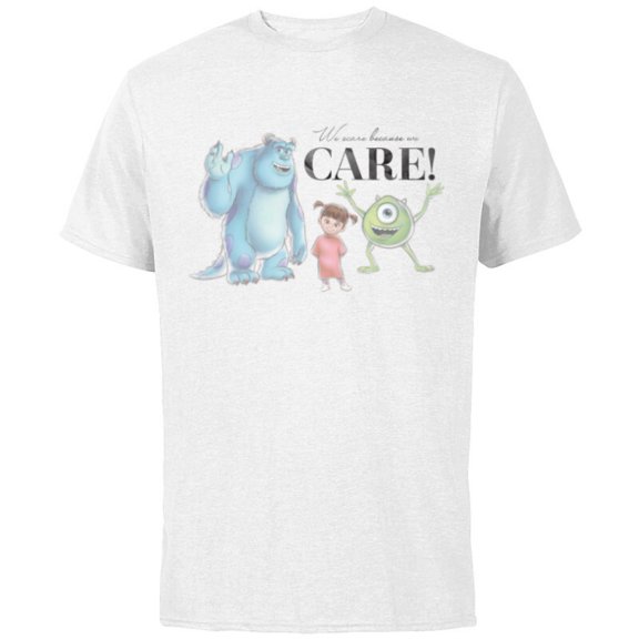 Disney 100 and Pixar’s Monsters Inc We Scare Because We Care - Short Sleeve Cotton T-Shirt for Adults - Customized-White