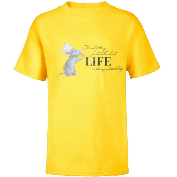 Disney 100 and Pixar’s Ratatouille Remy Unpredictable Life - Short Sleeve T-Shirt for Kids - Customized-Yellow