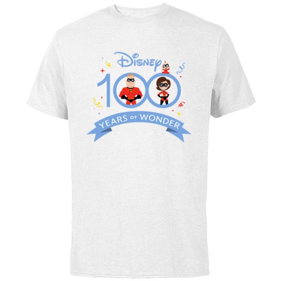 Disney 100 and Pixar’s The Incredibles 100 Years of Wonder - Short Sleeve Cotton T-Shirt for Adults - Customized-White