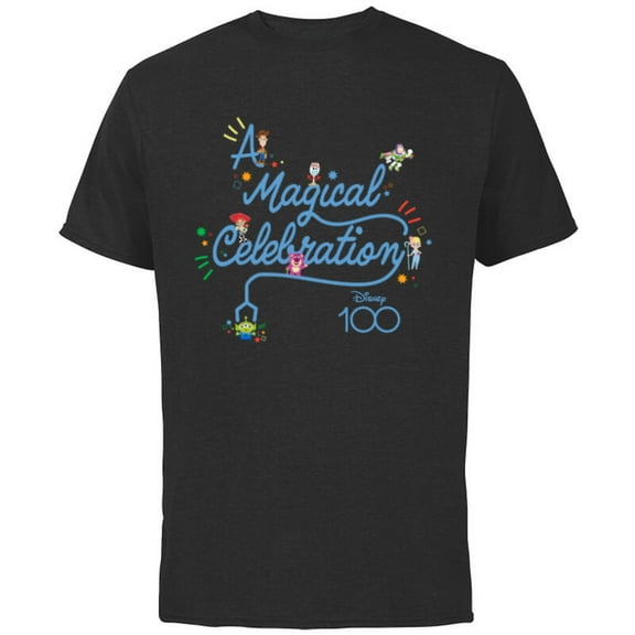 Disney 100 and Pixar’s Toy Story A Magical Celebration D100 - Short Sleeve Cotton T-Shirt for Adults - Customized-Black