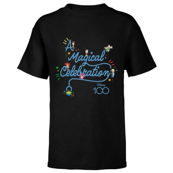 Disney 100 and Pixar’s Toy Story A Magical Celebration D100 - Short Sleeve T-Shirt for Kids - Customized-Black