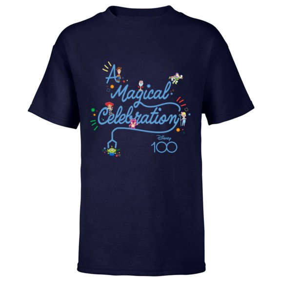 Disney 100 and Pixar’s Toy Story A Magical Celebration D100 - Short Sleeve T-Shirt for Kids - Customized-Navy