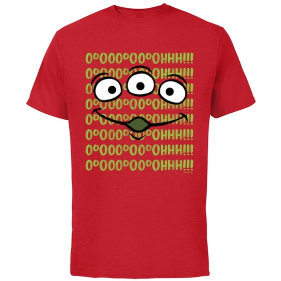 Disney 100 and Pixar’s Toy Story Alien Face Ooooh D100 - Short Sleeve Cotton T-Shirt for Adults - Customized-Red