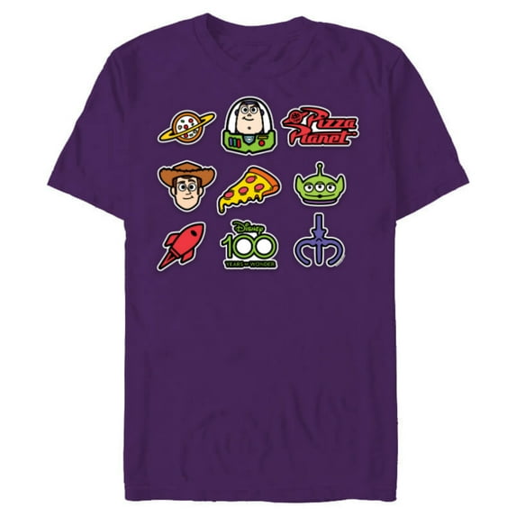 Disney 100 and Pixar’s Toy Story Stickers D100 - Short Sleeve Blended T-Shirt for Adults - Customized-Purple