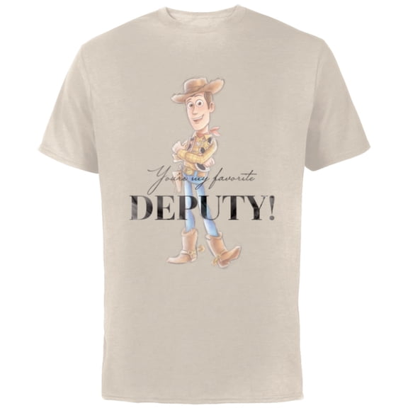 Disney 100 and Pixar’s Toy Story Woody My Favorite Deputy - Short Sleeve Cotton T-Shirt for Adults - Customized-Natural