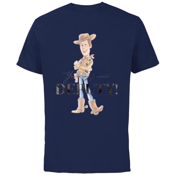 Disney 100 and Pixar’s Toy Story Woody My Favorite Deputy - Short Sleeve Cotton T-Shirt for Adults - Customized-Navy