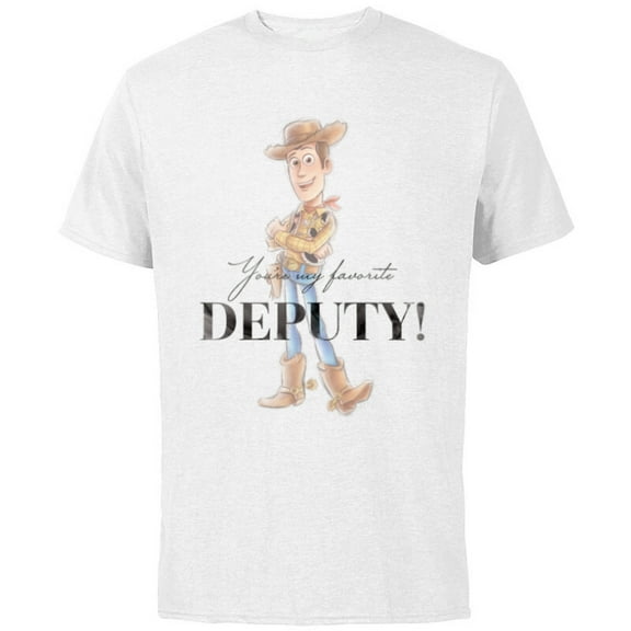 Disney 100 and Pixar’s Toy Story Woody My Favorite Deputy - Short Sleeve Cotton T-Shirt for Adults - Customized-White