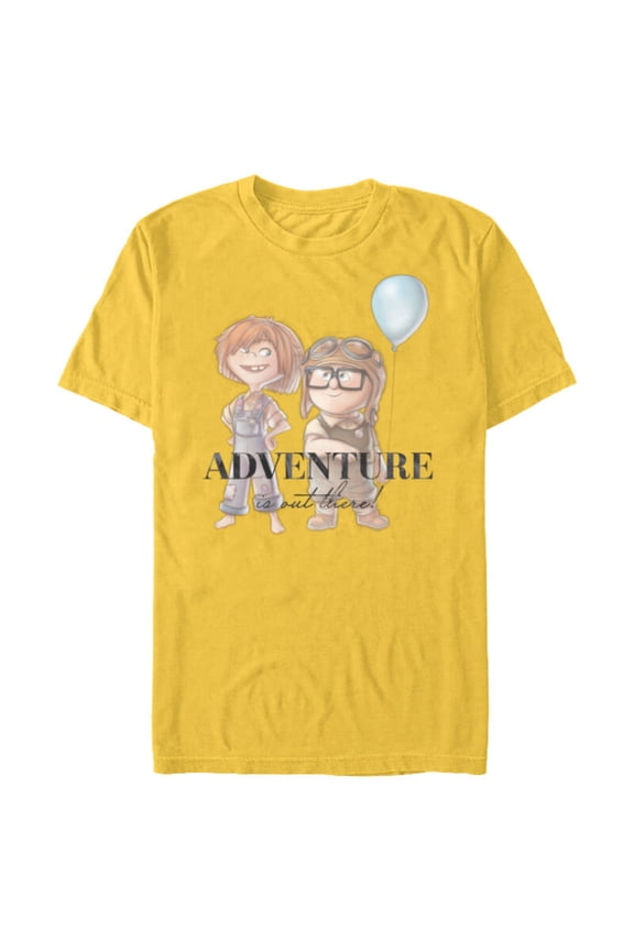 Disney 100 and Pixar’s Up Carl Ellie Adventure is Out There - Short Sleeve Blended T-Shirt for Adults - Customized-Yellow