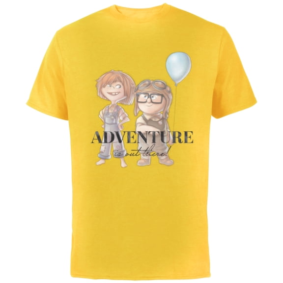 Disney 100 and Pixar’s Up Carl Ellie Adventure is Out There - Short Sleeve Cotton T-Shirt for Adults - Customized-Yellow