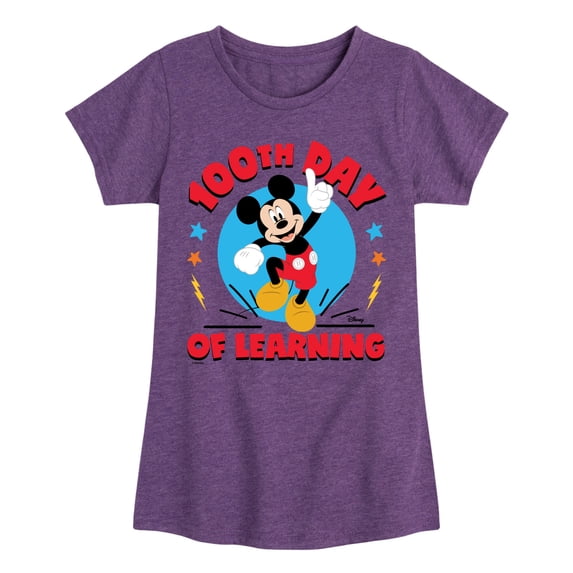 Disney - 100Th Day Of Learning - Girls Toddler And Toddler And Youth Fitted Short Sleeve Graphic T-Shirt