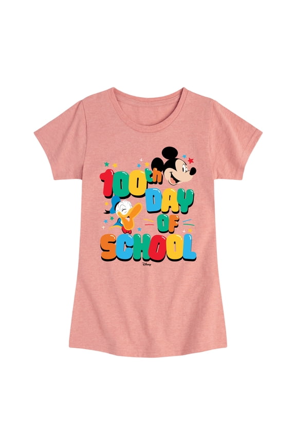 - 100Th Day Of School - Girls Toddler And Toddler And Youth Fitted Short Sleeve Graphic T-Shirt