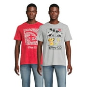 Disney 100 100th Anniversary Men's & Big Men's Mickey Mouse, Minnie Mouse, Lion King, Tinkerbell and 100 Years of Wonder Graphic Tee Shirts 2-Pack, Sizes S-3XL