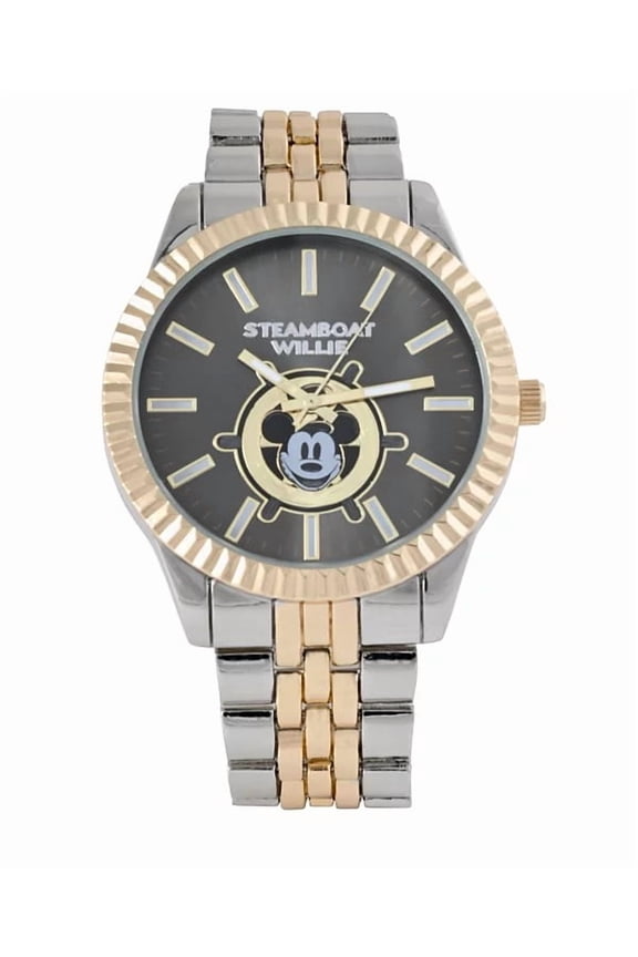 100th Anniversary Mickey Mouse Steamboat Willie Watch , Gold/Silver, NIB MK48257MC