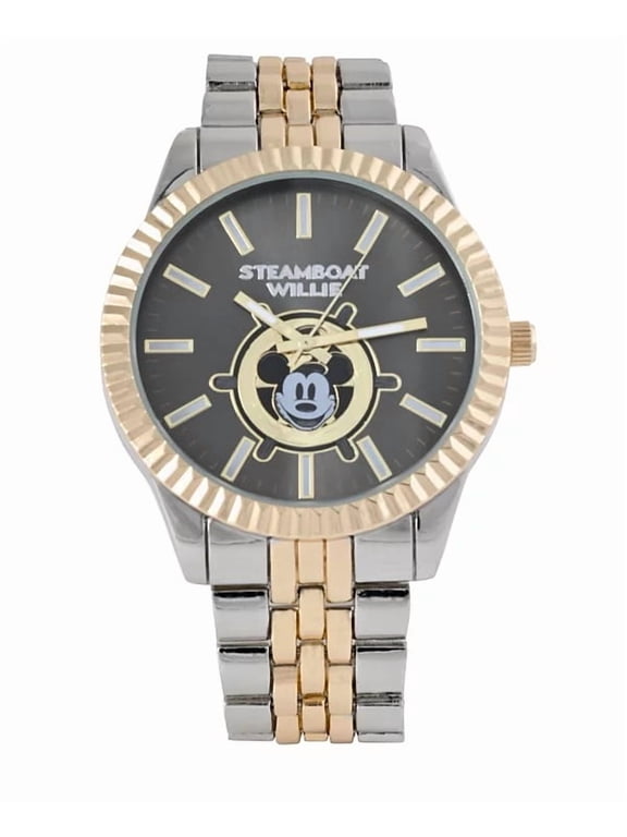 100th Anniversary Mickey Mouse Steamboat Willie Watch , Gold/Silver, NIB MK48257MC