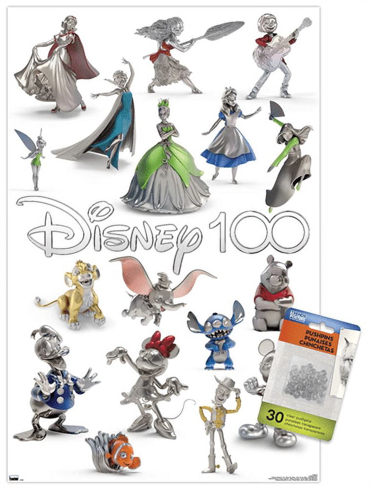 Disney 100th Anniversary - Platinum Wall Poster with Push Pins, 14.725" x 22.375"