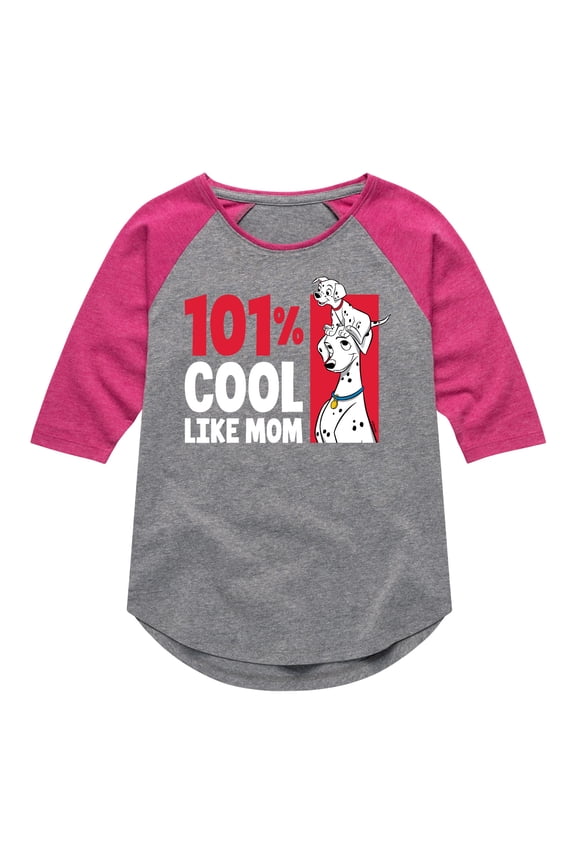 Disney - 101 Dalmatians - 101 Percent Cool Like Mom - Toddler And Youth Girls Raglan Graphic T-Shirt