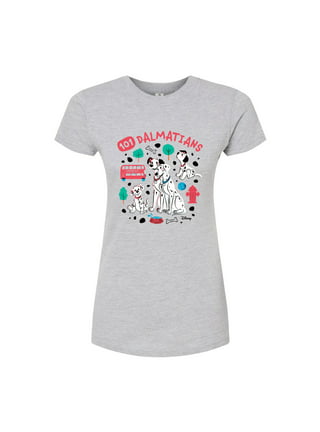 Disney 101 Dalmatians Medium M Juniors Ladies Gray Short Sleeve Graphic T- Shirt