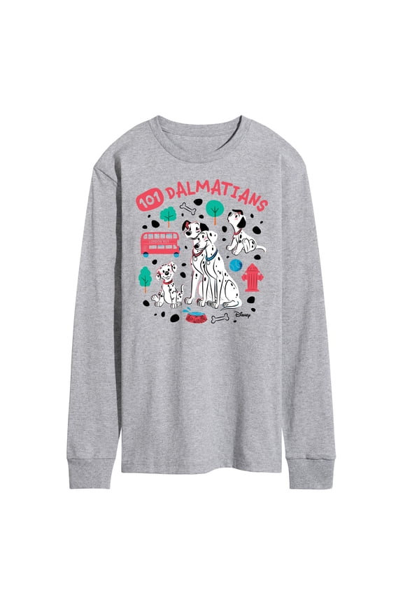 Disney - 101 Dalmatians Animated - Collage of Dalmatian Family - Men's Long Sleeve T-Shirt