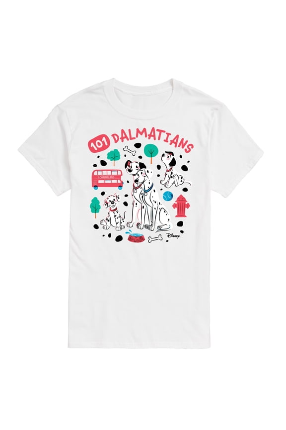 Disney - 101 Dalmatians Animated - Collage of Dalmatian Family - Men's Short Sleeve Graphic T-Shirt
