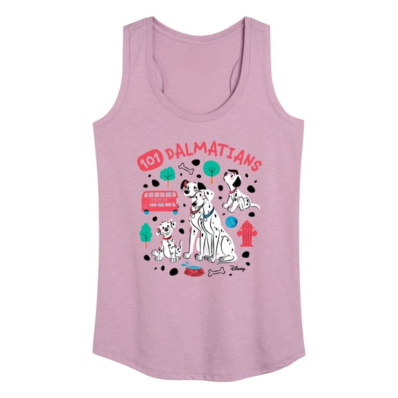 Disney - 101 Dalmatians Animated - Collage of Dalmatian Family - Women's Racerback Tank Top