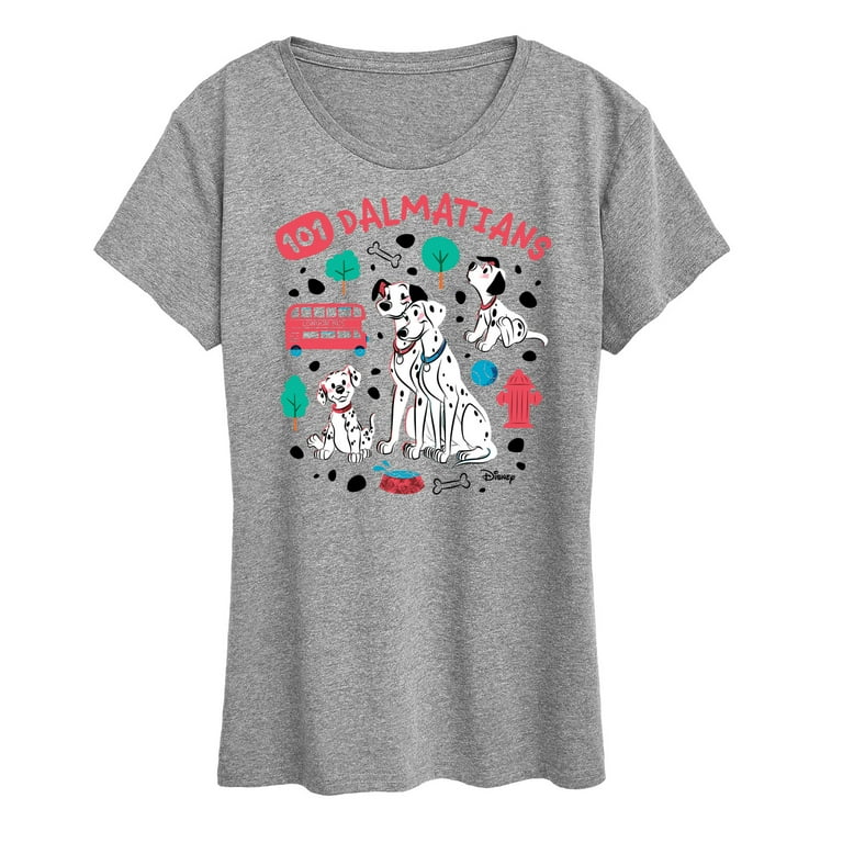 Disney 101 Dalmatians Animated Collage of Dalmatian Family Women s Short Sleeve Graphic T Shirt Walmart