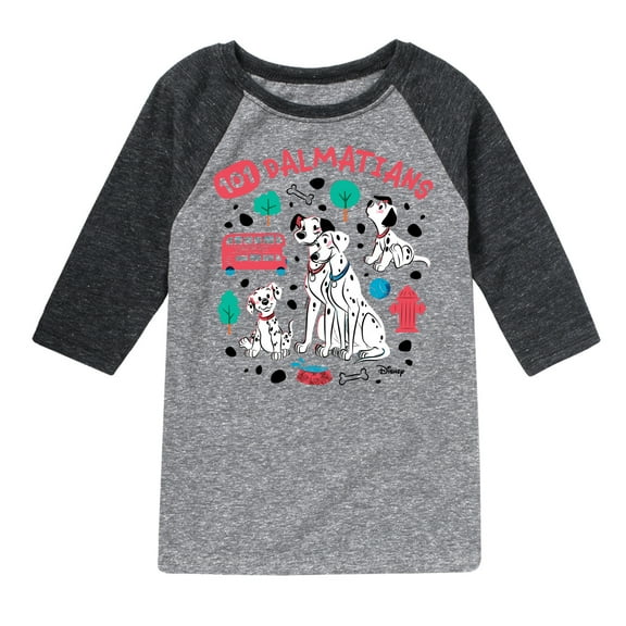 Disney - 101 Dalmatians Animated - Collage of Dalmatian Family - Youth Short Sleeve Graphic T-Shirt