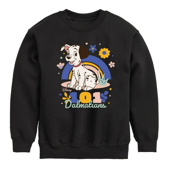 Disney - 101 Dalmatians Animated - Spring Flowers - Youth Crewneck Fleece Sweatshirt
